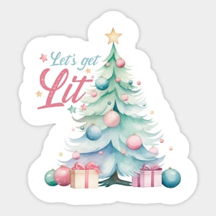 Let's get LIT - Watercolor Christmas Tree Sticker